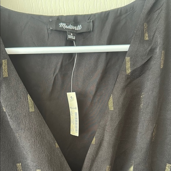 NEW Madewell Black Mini Dress with Gold Details - Picture 3 of 5